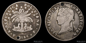 Bolivia. 2 Soles 1853 FP. KM121.1