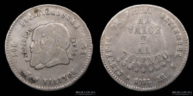 Bolivia. 1/2 Melgarejo 1865. KM145