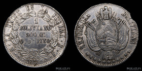Bolivia. 1 Boliviano 1867 FE. KM152.2