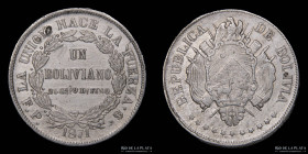 Bolivia. 1 Boliviano 1871 FP. KM155.3