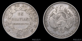 Bolivia. 1 Boliviano 1873 FE. KM160.1