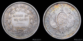 Bolivia. 50 Centavos 1893 PTS FE. KM161.5