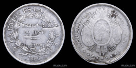 Bolivia. 50 Centavos 1896 ES. Error. Cuño quebrado. KM161.5
