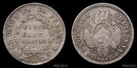 Bolivia. 5 Centavos 1874 ER. KM157.1
