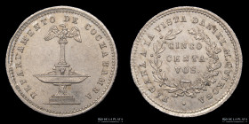 Bolivia. 5 Centavos 1876. Cochabamba. Quiroga.