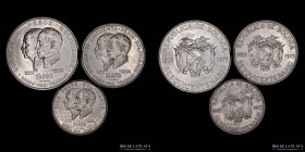 Bolivia. Lote de 3. Pesos 100, 250 y 300 1975. Sesquicentenario