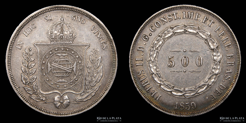 Brasil. Pedro II. (1831-1889) 500 Reis 1859. AG.917; 25mm; 6.32g. KM464 (VF+)
...