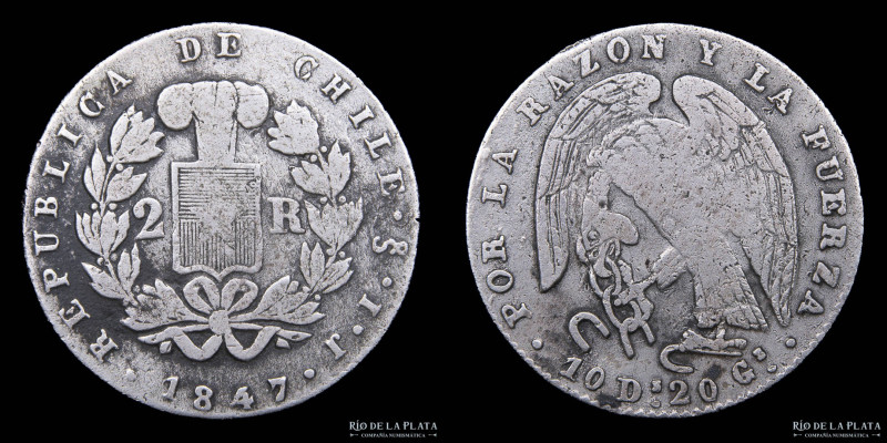 Chile. 2 Reales 1846 IJ. AG.902; 22mm; 5.95g. KM100 (VF)

Nota: Todos los prec...