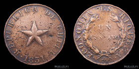 Chile. 1 Centavo 1851. KM119.3