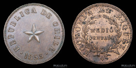 Chile. 1/2 Centavo 1853. KM117