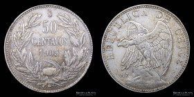Chile. 50 Centavos 1905. KM160
