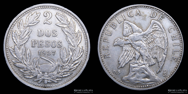 Chile. 2 Pesos 1927. AG.500; 33.0mm; 18.00g. KM172 (AU)

Nota: Todos los preci...