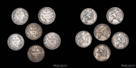 Chile. Lote x6. 50 Centavos y 1 Peso 1902 a 1924. Plata