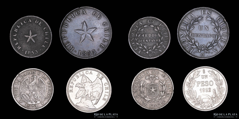 Chile. Lote x4. 1853 a 1932. Estados decentes. Oportunidad

Nota: Todos los pr...