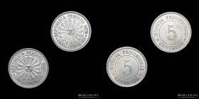 Peru. 5 Centavos 1879 y 1880. KM197