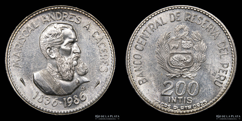 Perú. 200 Intis 1986. Mariscal Cáceres. AG.925; 33mm; 22.13g. KM299 (XF)

Nota...