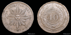 Uruguay. 40 Centesimos 1857. KM10