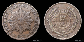 Uruguay. 5 Centesimos 1857. KM8