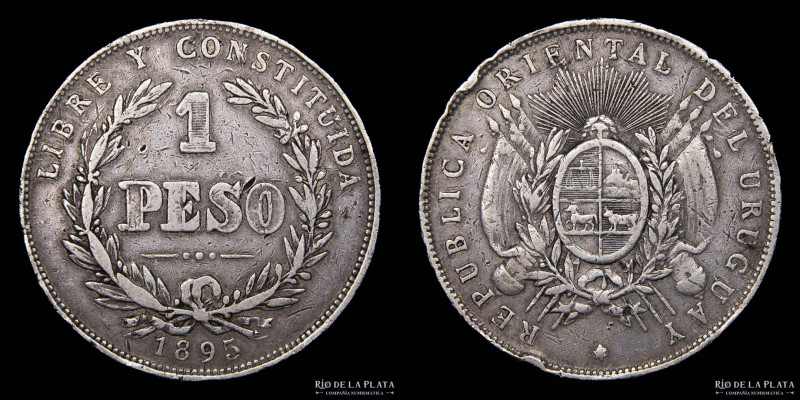 Uruguay. 1 Peso 1895. AG.900; 37mm; 24.75g. KM17a. (VF) Golpecitos en el canto
...
