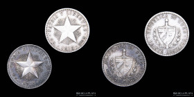 Cuba. Lote x2. 20 Centavos 1915. Bajo y alto relieve.  KM13.1 y 13.2