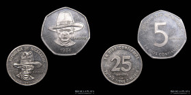 Nicaragua. Lote x2. 5 Cordobas y 25 centavos