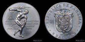 Panama. 5 Balboas 1970. Deportes. KM28