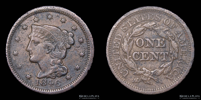 USA. 1 Cent 1846. Coronet Head Penny. Cobre; 28mm; 10.58g. KM45 (F+)

Nota: To...
