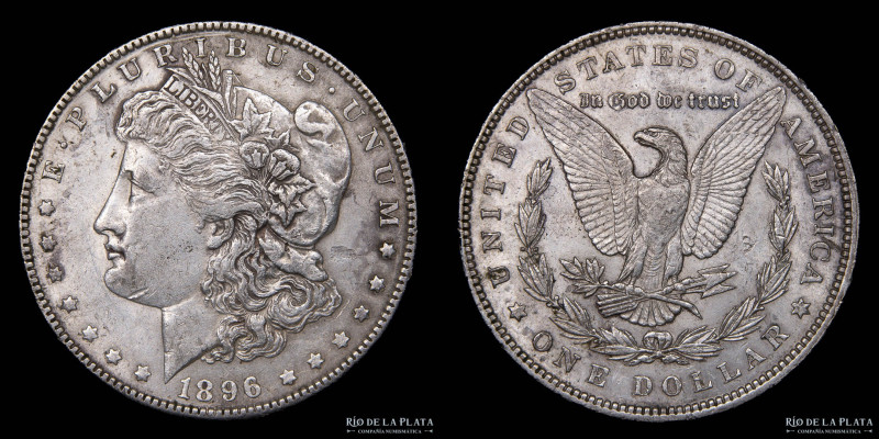 Estados Unidos. 1 Dollar Morgan 1896 (Philadelphia). AG.900; 38.1mm; 26.66g. KM ...