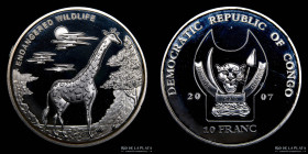 Congo (Rep Dem) 10 Francs 2007 Giraffe. Wildlife