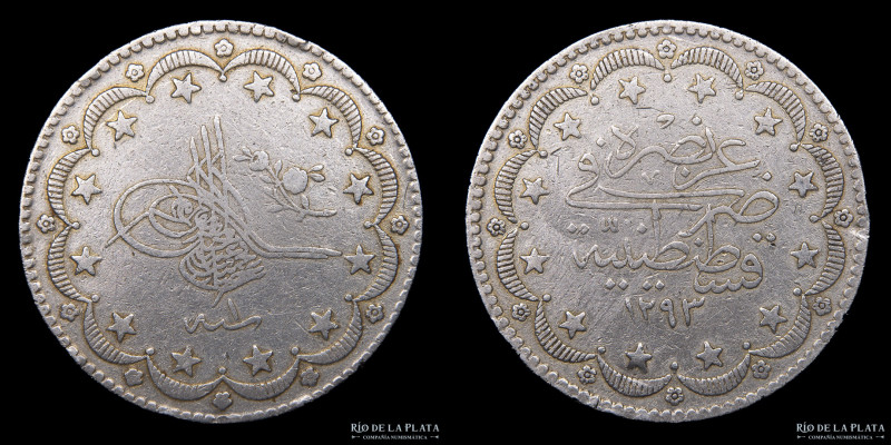 Imperio Otomano. Abdul Hamid II (1876-1909AD). 20 Kurus 1293 (1876) Constantinop...