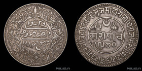 India. Kutch. Victoria/Khengarji III (1881-1886) 5 Kori 1882