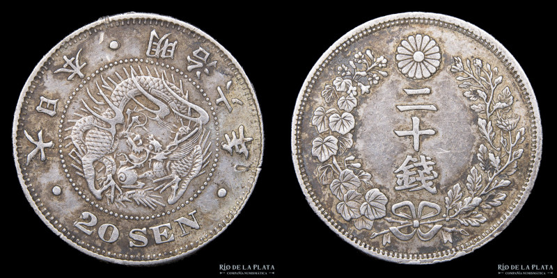 Japón. Meiji (1873-1905) 20 Sen (año 9). Cobre; 31.5mm; 13.86g. KMY18.1 (VF)

...