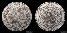 Marruecos (Abd al-Hafiz) 10 Dirhams 1911. KM Y25