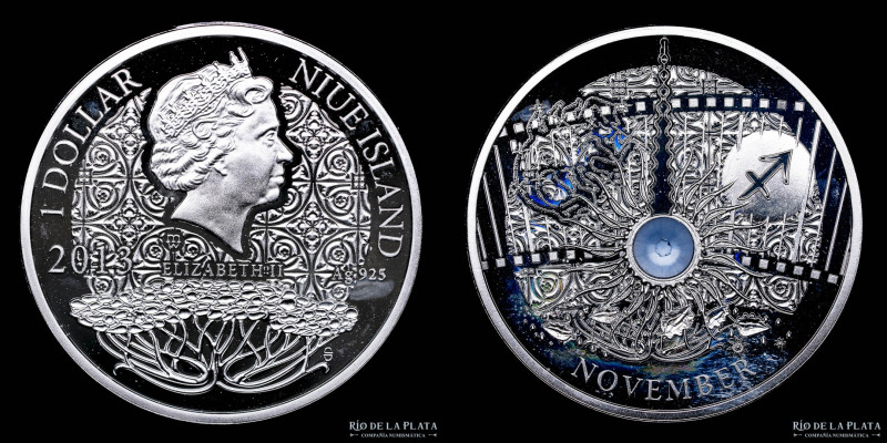 Niue Islands. 1 Dollar 2013. Noviembre. Calendario Mágico de la Felicidad. AG.92...