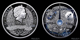 Niue Islands. 1 Dollar 2013. Noviembre. Calendario Magico de la Felicidad. Plata