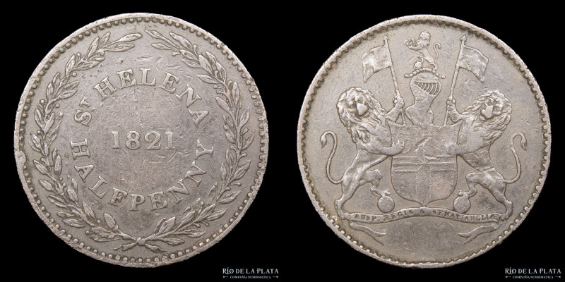 St. Helena. East India Company. 1/2 Penny 1821. Bronce; 29.0mm; 9.35g. KM4A (VF+...