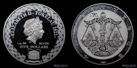 Tokelau. 5 Dollars 2022. Zoodiaco. Libra. Plata