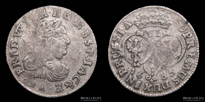 Alemania. Prusia. Friedrich Wilhelm (1640-1688). 6 Groschen 1685. Plata; 25.5mm;...