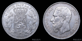 Belgica. Leopold II. 5 Francs 1873. KM24
