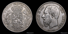 Belgica. Leopold II. 5 Francs 1873. KM24