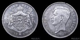Belgica. Albert I. 20 Francs 1931. Dutch text. KM102