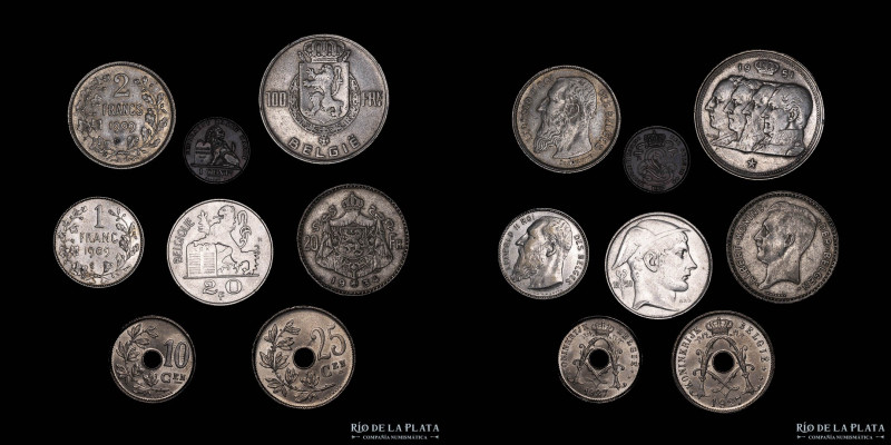 Belgica. Lote x8. 1907-1951. Distintas denominaciones en hermosos estados VF/XF ...