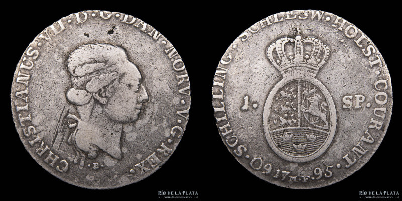 Dinamarca. Christian VII (1766-1808). 1 Speciedaler 1795. AG.875; 40mm; 28.40g. ...