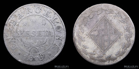 España. Barcelona. Jose Bonaparte. 1 Peseta 1809. KM70