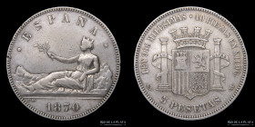 España. Gob. Provisional. 5 Pesetas 1870. KM655