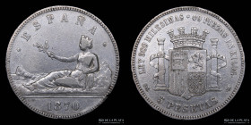 España. Gob. Provisional. 5 Pesetas 1870. KM655