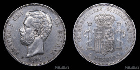 España. Amadeo I. 5 Pesetas 1871. KM666