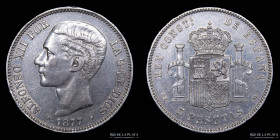 España. Alfonso XII. 5 Pesetas 1877. KM676