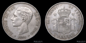 España. Alfonso XII. 5 Pesetas 1878. KM676