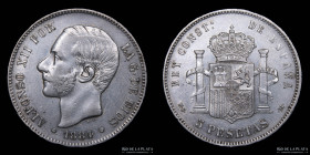 España. Alfonso XII. 5 Pesetas 1884. KM688